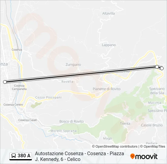 380 A Bus Line Map