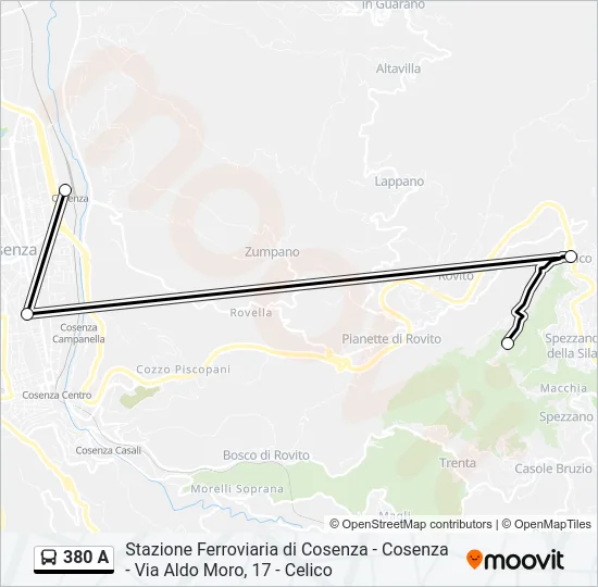 380 A Bus Line Map