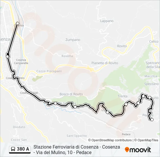 380 A Bus Line Map