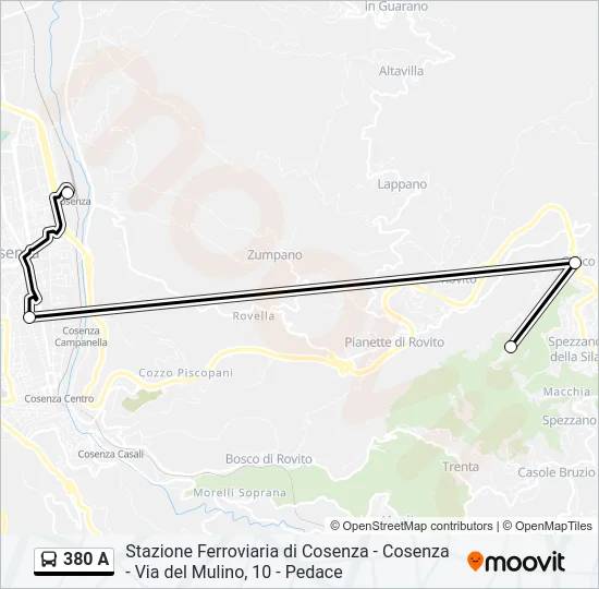 380 A Bus Line Map