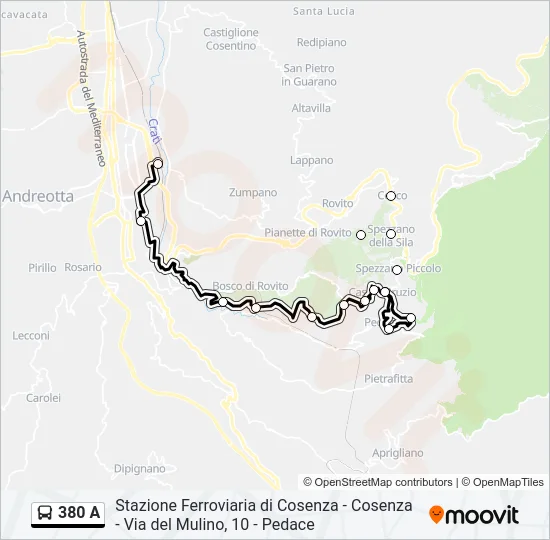 380 A Bus Line Map