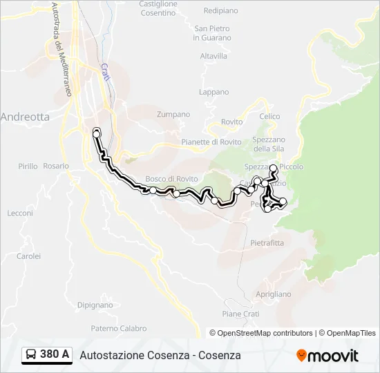 380 A Bus Line Map