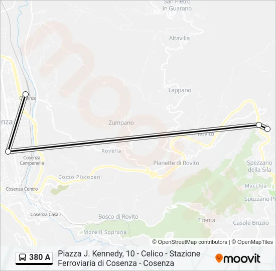 380 A Bus Line Map