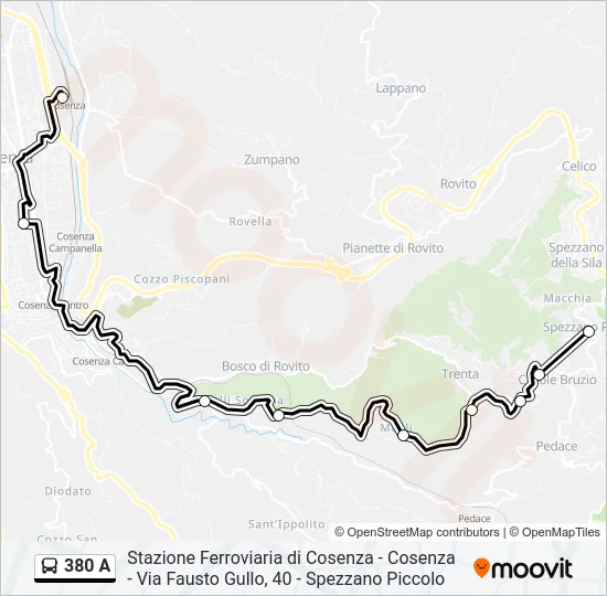 380 A Bus Line Map