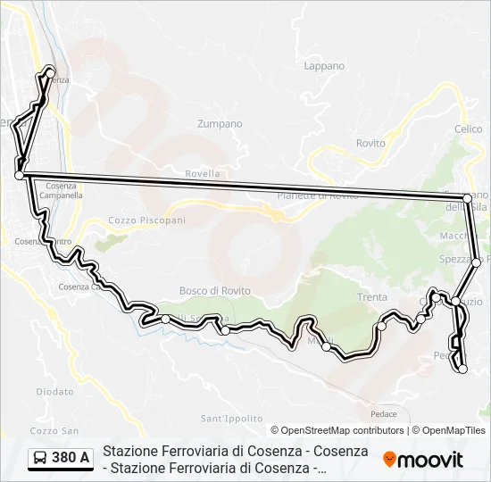 380 A Bus Line Map