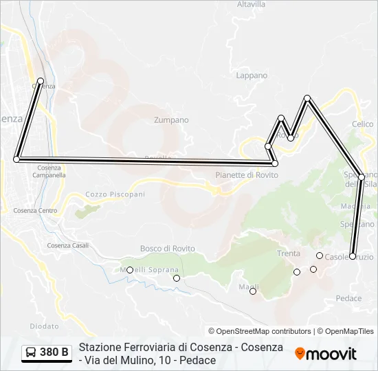 380 B Bus Line Map