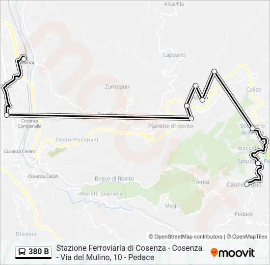 380 B Bus Line Map