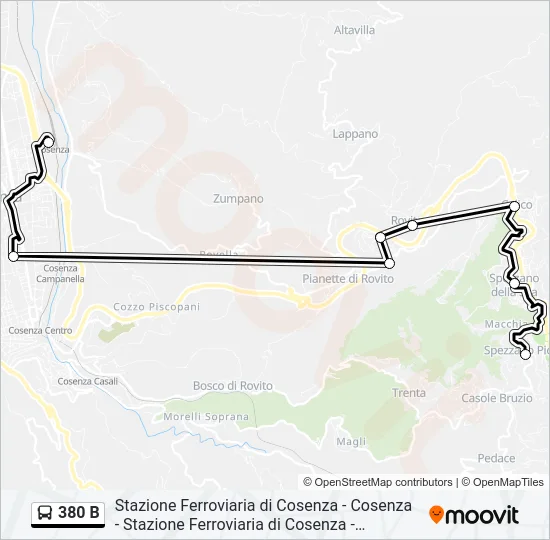 380 B Bus Line Map