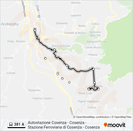 381 A Bus Line Map