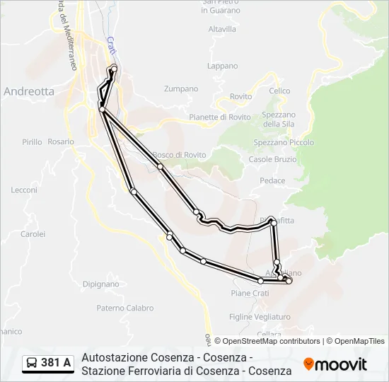 381 A Bus Line Map