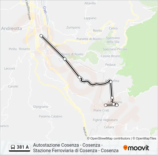 381 A Bus Line Map
