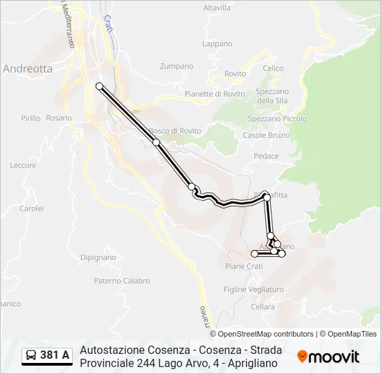 381 A Bus Line Map
