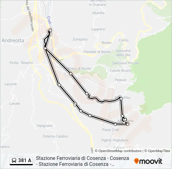381 A Bus Line Map