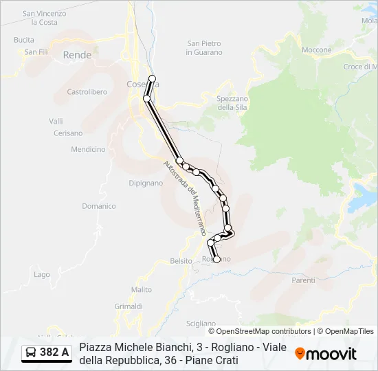382 A Bus Line Map
