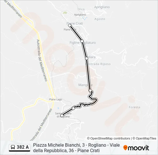 Percorso linea bus 382 A