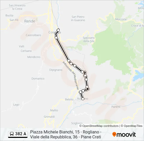 382 A Bus Line Map