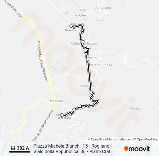 382 A Bus Line Map