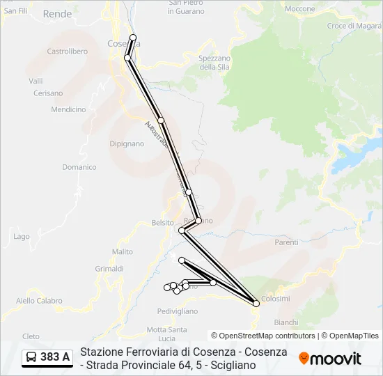 383 A Bus Line Map