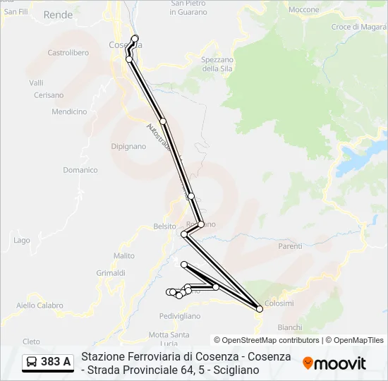 383 A Bus Line Map