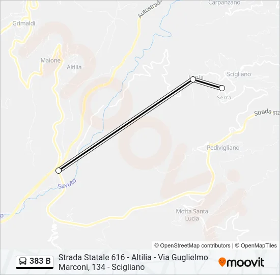 383 B Bus Line Map