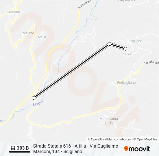 383 B Bus Line Map