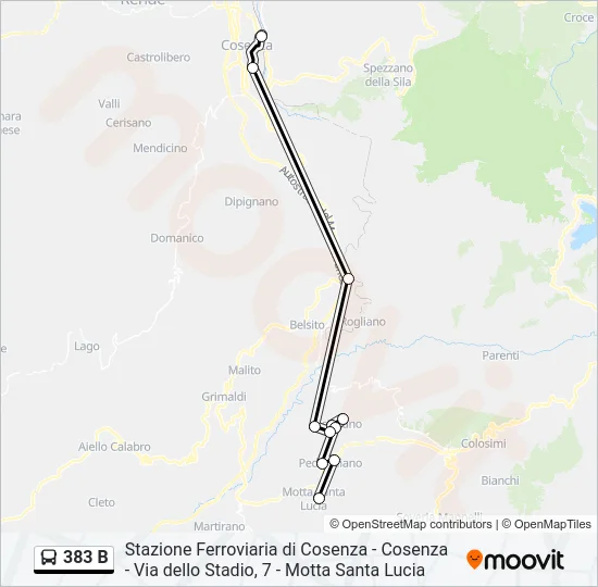 383 B Bus Line Map