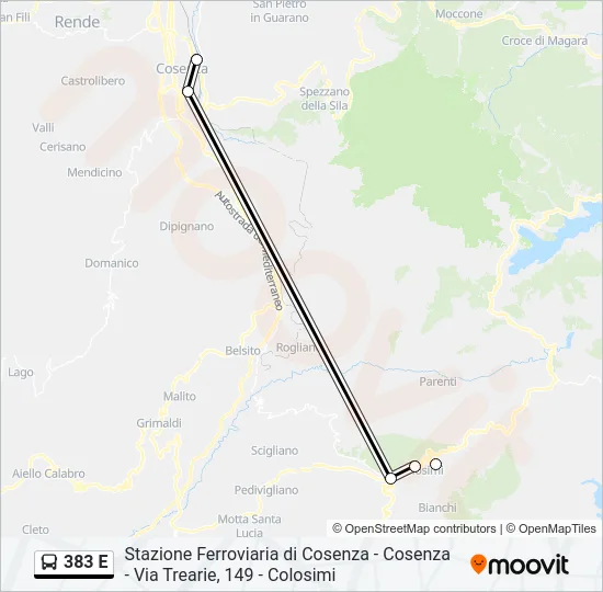 383 E Bus Line Map