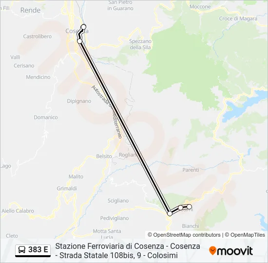 383 E Bus Line Map