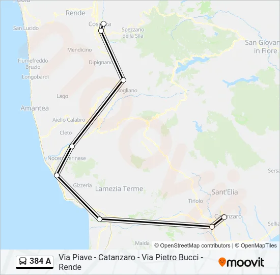 384 A Bus Line Map