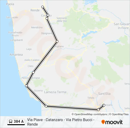 384 A Bus Line Map
