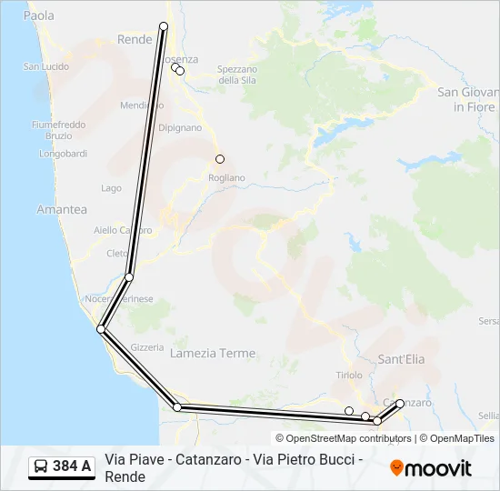 384 A Bus Line Map