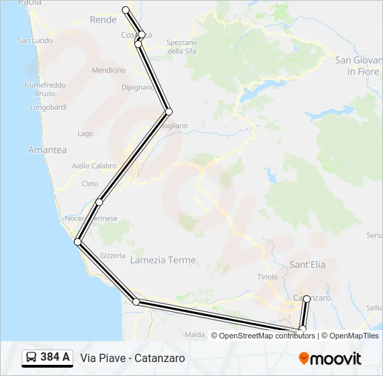384 A Bus Line Map
