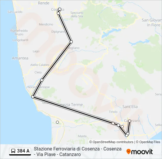 384 A Bus Line Map