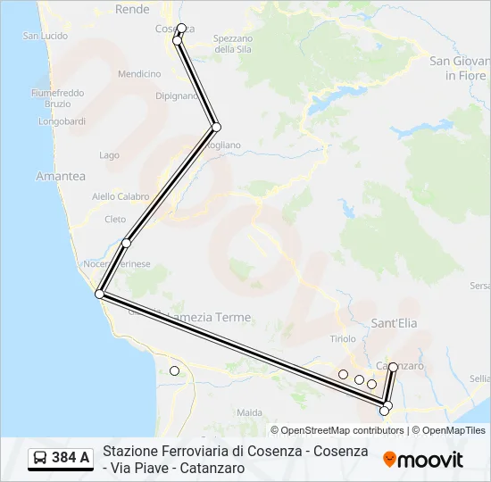 384 A Bus Line Map