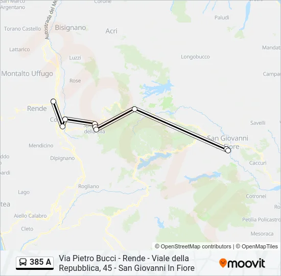 385 A Bus Line Map