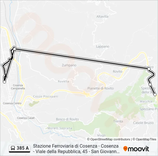 385 A Bus Line Map