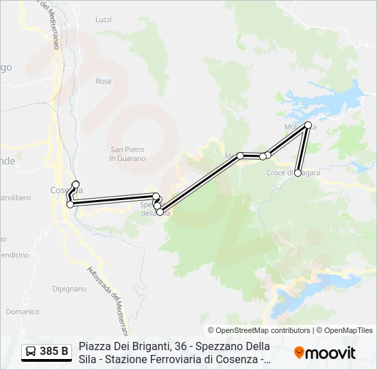 385 B Bus Line Map