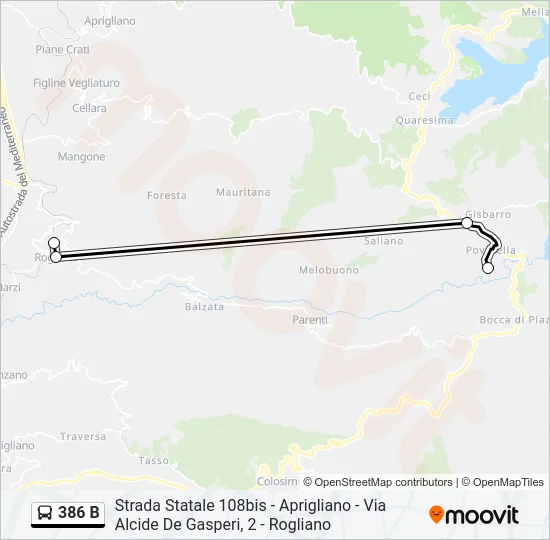 386 B Bus Line Map