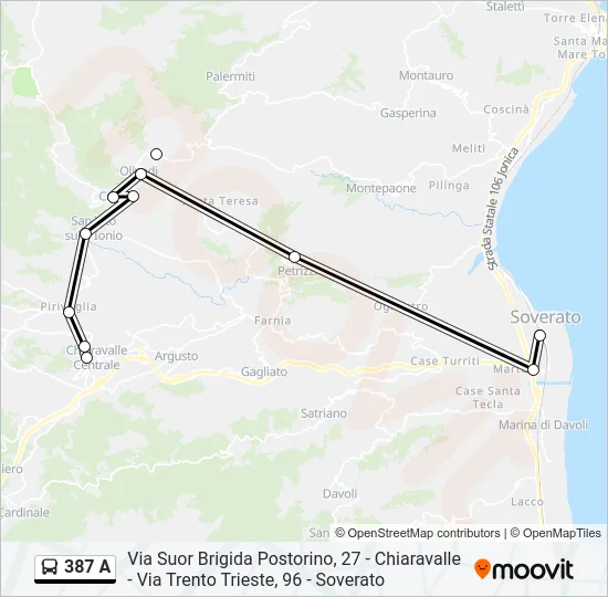387 A Bus Line Map