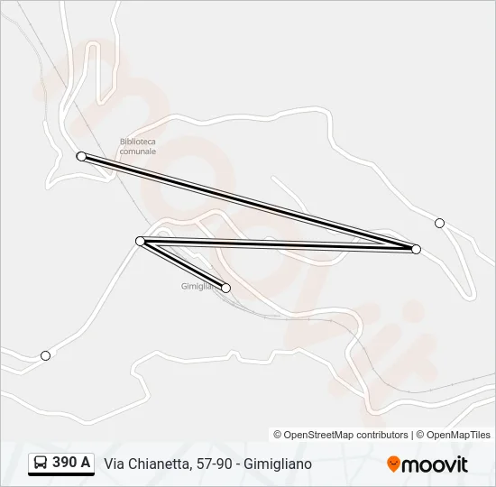 390 A Bus Line Map