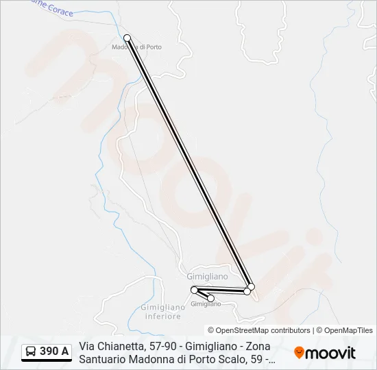 390 A Bus Line Map