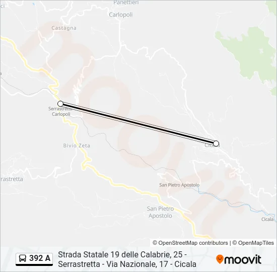 392 A Bus Line Map