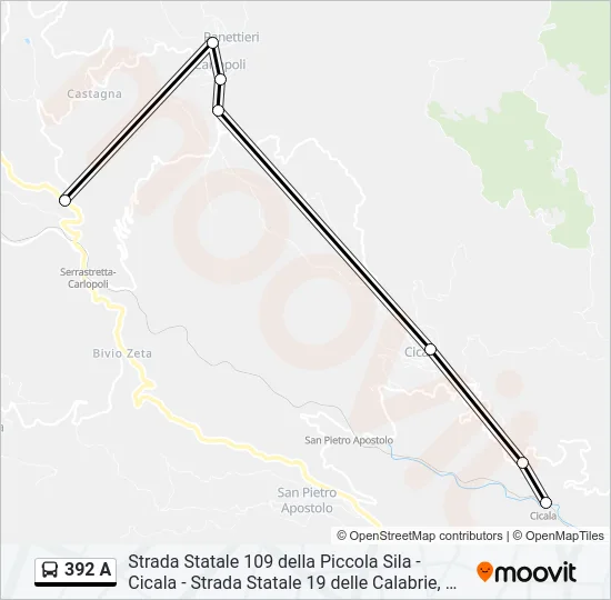 392 A Bus Line Map