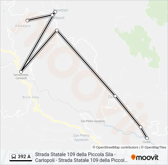392 A Bus Line Map