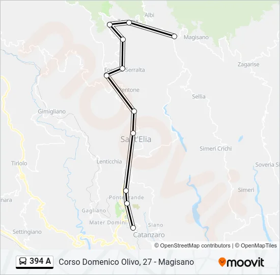 394 A Bus Line Map