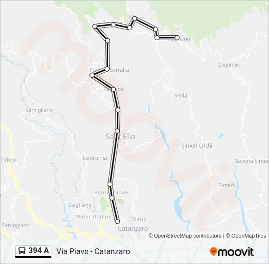 394 A Bus Line Map