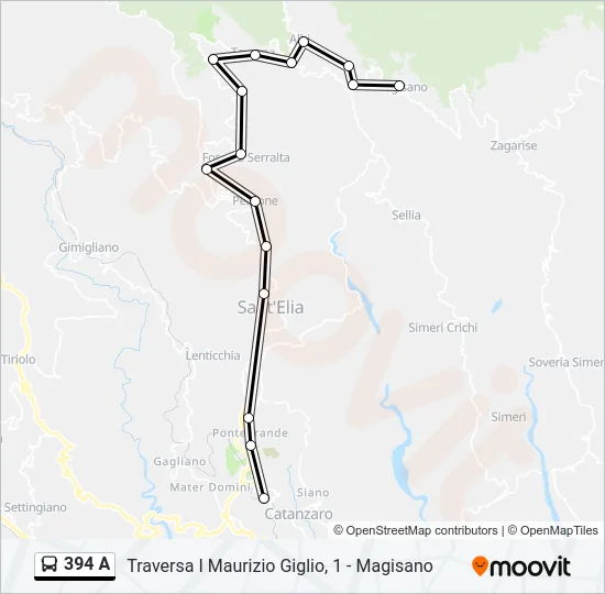 394 A Bus Line Map