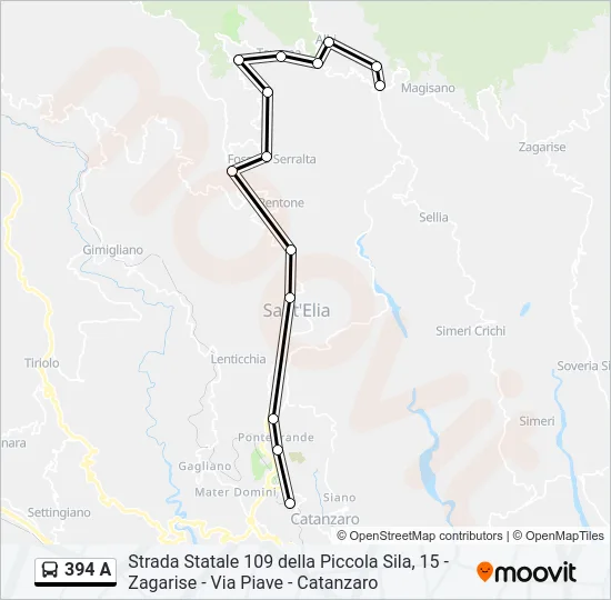 394 A Bus Line Map