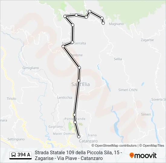 394 A Bus Line Map