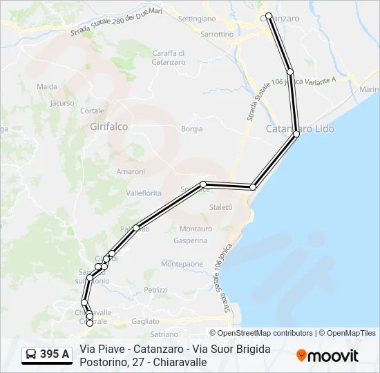 395 A Bus Line Map
